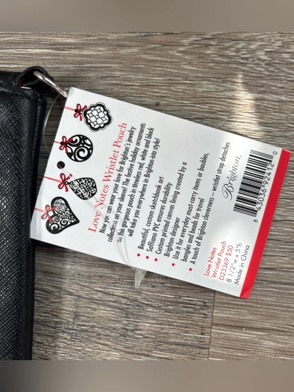NWT Brighton Love Notes Christmas Ornament Wristlet Purse/Cosmetic Travel Bag
